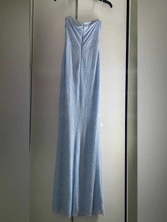 Windsor Light Blue Strapless High-Slit High-Low Gown - Picture 3 of 3